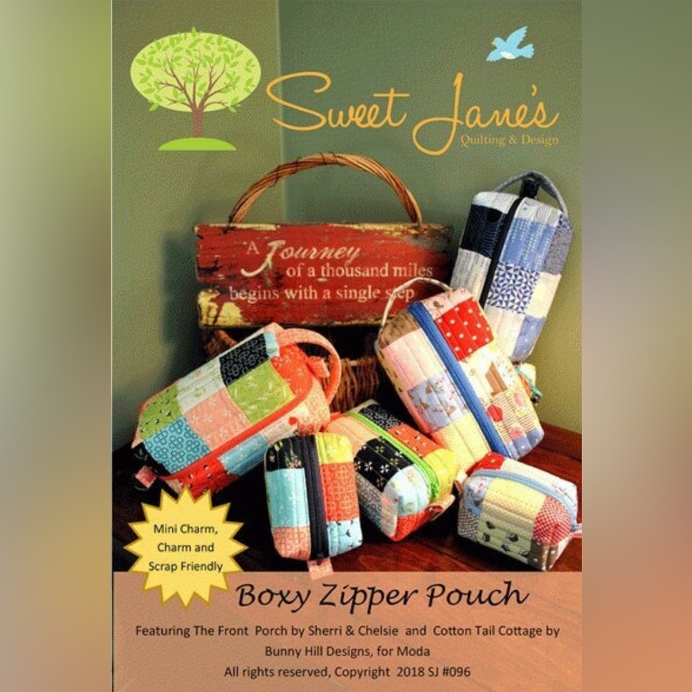 Boxy Zipper pouch sewing pattern from Sweet Jane. Makeup bag tutorial